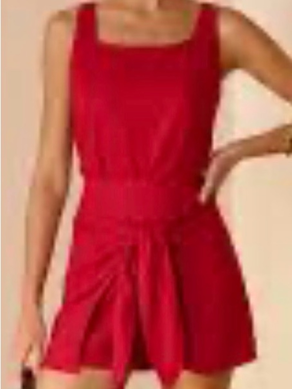 Commense Bright Red Tie-Waist Skirt and Top Set